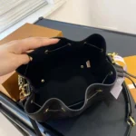 Louis Vuitton LV Women Bella Bucket Bag in Mahina Calfskin Leather-Black