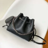 Louis Vuitton LV Women Bella Bucket Bag in Mahina Calfskin Leather-Black M57070 (1)
