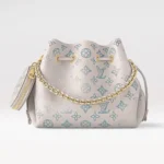 Louis Vuitton LV Women Bella Bucket Bag in Mahina Calfskin Leather-Brume Gray M12125