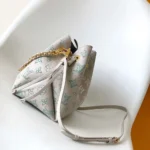 Louis Vuitton LV Women Bella Bucket Bag in Mahina Calfskin Leather-Brume Gray M12125