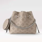 Louis Vuitton LV Women Bella Bucket Bag in Mahina Calfskin Leather-Gray M57201