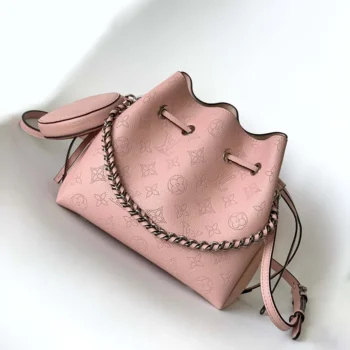 Louis Vuitton LV Women Bella Bucket Bag in Mahina Calfskin Leather-Pink