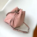 Louis Vuitton LV Women Bella Bucket Bag in Mahina Calfskin Leather-Pink