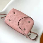 Louis Vuitton LV Women Bella Bucket Bag in Mahina Calfskin Leather-Pink