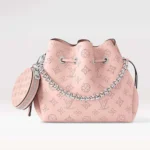 Louis Vuitton LV Women Bella Bucket Bag in Mahina Calfskin Leather-Pink M23195