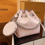 Louis Vuitton LV Women Bella Bucket Bag in Mahina Calfskin Leather-Pink M23195