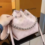Louis Vuitton LV Women Bella Bucket Bag in Mahina Calfskin Leather-Pink M23195