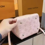 Louis Vuitton LV Women Bella Bucket Bag in Mahina Calfskin Leather-Pink M23195