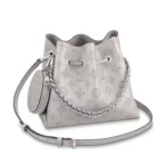 Louis Vuitton LV Women Bella Bucket Bag in Mahina Calfskin Leather-Silver