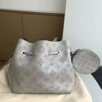 Louis Vuitton LV Women Bella Bucket Bag in Mahina Calfskin Leather-Silver (1)