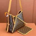 Louis Vuitton LV Women CarryAll PM in Aged Natural Cowhide Leather Trim M46203