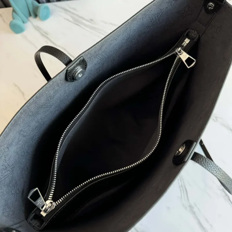 Louis Vuitton LV Women Flore Perforated Mahina Calfskin Leather-Black M12139