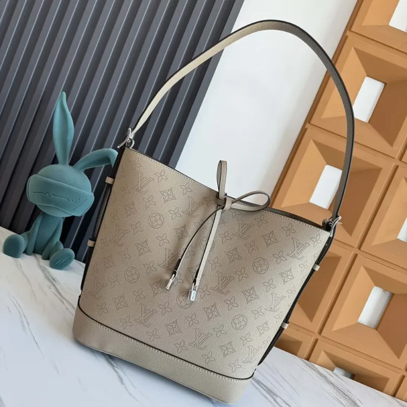 Louis Vuitton LV Women Flore Perforated Mahina Calfskin Leather-Gray M12140