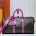 Louis Vuitton LV Women Keepall Bandoulière 45 in Cowhide-leather Trim-Pink