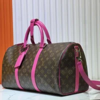 Louis Vuitton LV Women Keepall Bandoulière 45 in Cowhide-leather Trim-Pink (1)
