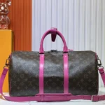 Louis Vuitton LV Women Keepall Bandoulière 45 in Cowhide-leather Trim-Pink