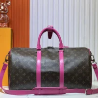 Louis Vuitton LV Women Keepall Bandoulière 45 in Cowhide-leather Trim-Pink (1)