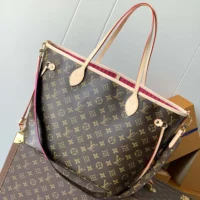 Louis Vuitton LV Women Neverfull Bandoulière Inside Out MM-Pink M12257 (1)
