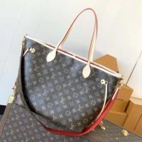 Louis Vuitton LV Women Neverfull Bandoulière Inside Out MM-Red M12096 (1)