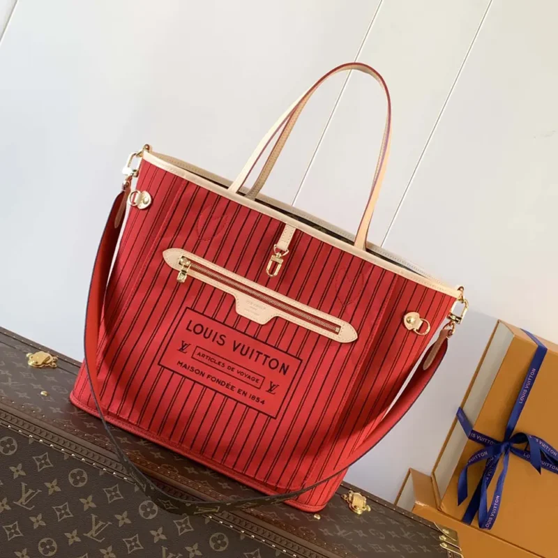 Louis Vuitton LV Women Neverfull Bandoulière Inside Out MM-Red M12096