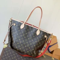 Louis Vuitton LV Women Neverfull Bandoulière Inside Out MM-Red M12096 (1)