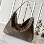 Louis Vuitton LV Women Slouchy MM Natural Cowhide-leather Trim-M12098