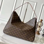Louis Vuitton LV Women Slouchy MM Natural Cowhide-leather Trim-M12098