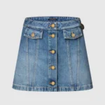 Louis Vuitton Women Button Front Denim Mini Skirt 1AGOTP
