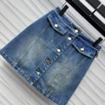 Louis Vuitton Women Button Front Denim Mini Skirt 1AGOTP