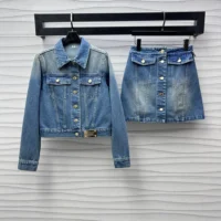 Louis Vuitton Women Button Front Denim Mini Skirt 1AGOTP (1)