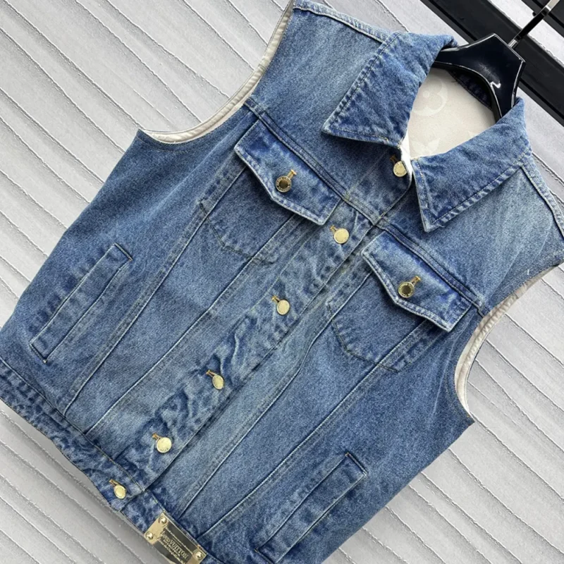 Louis Vuitton Women Reversible Sleeveless Denim Jacket 1AGOT9