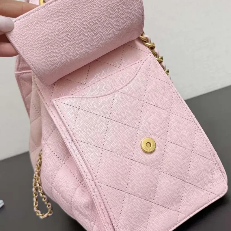 Chanel Women 25 Small Handbag Grained Calfskin Gold Tone Metal-Pink