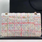 Chanel Women CC Mini Classic Handbag Tweed Gold Tone Metal-White