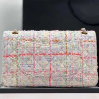Chanel Women CC Mini Classic Handbag Tweed Gold Tone Metal-White (1)