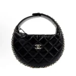 Chanel Women CC Small Flap Hobo Bag Grained Calfskin Gold Tone Metal Black