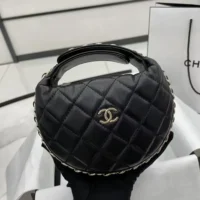 Chanel Women CC Small Flap Hobo Bag Grained Calfskin Gold Tone Metal Black (1)