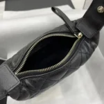 Chanel Women CC Small Flap Hobo Bag Grained Calfskin Gold Tone Metal Black