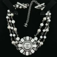 Chanel Women Choker Metal Resin Glass Pearls Natural Stones Strass (1)