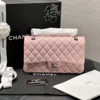 Chanel Women Classic 11.12 Handbag in Lambskin Leather-Light PinkSilver (1)