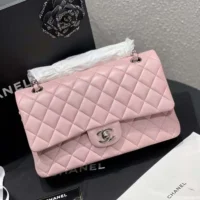 Chanel Women Classic 11.12 Handbag in Lambskin Leather-Light PinkSilver (1)