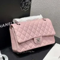 Chanel Women Classic 11.12 Handbag in Lambskin Leather-Light PinkSilver (1)