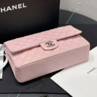 Chanel Women Classic 11.12 Handbag in Lambskin Leather-Light PinkSilver (1)