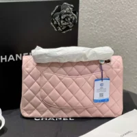 Chanel Women Classic 11.12 Handbag in Lambskin Leather-Light PinkSilver (1)