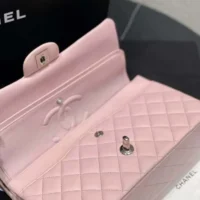 Chanel Women Classic 11.12 Handbag in Lambskin Leather-Light PinkSilver (1)