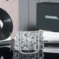 Chanel Women Flap Bag Sequins Silver Tone Metal AS4561 (1)