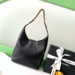 Chanel Women Large Hobo Bag Shiny Lambskin Gold Tone Metal AS5410