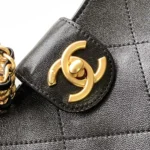 Chanel Women Large Hobo Bag Shiny Lambskin Gold Tone Metal AS5410