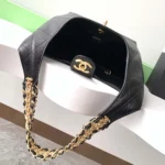 Chanel Women Large Hobo Bag Shiny Lambskin Gold Tone Metal AS5410
