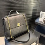 Chanel Women Maxi Flap Bag with Top Handle Calfskin Gold Tone Metal AS5543