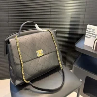Chanel Women Maxi Flap Bag with Top Handle Calfskin Gold Tone Metal AS5543 (1)